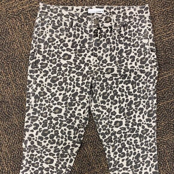 ANN Taylor Loft Modern Skinny Black and Tan leopard print jeans‎ - Picture 3 of 8